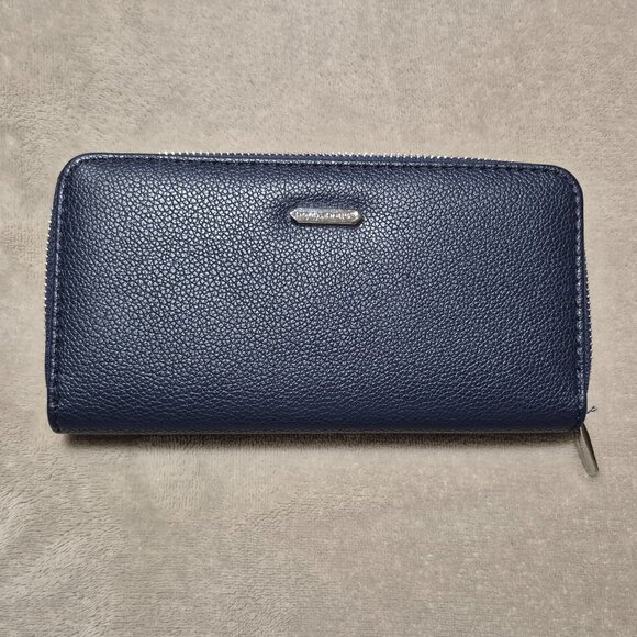 David Jones Navy Leather Wallet - Picture 1 of 2